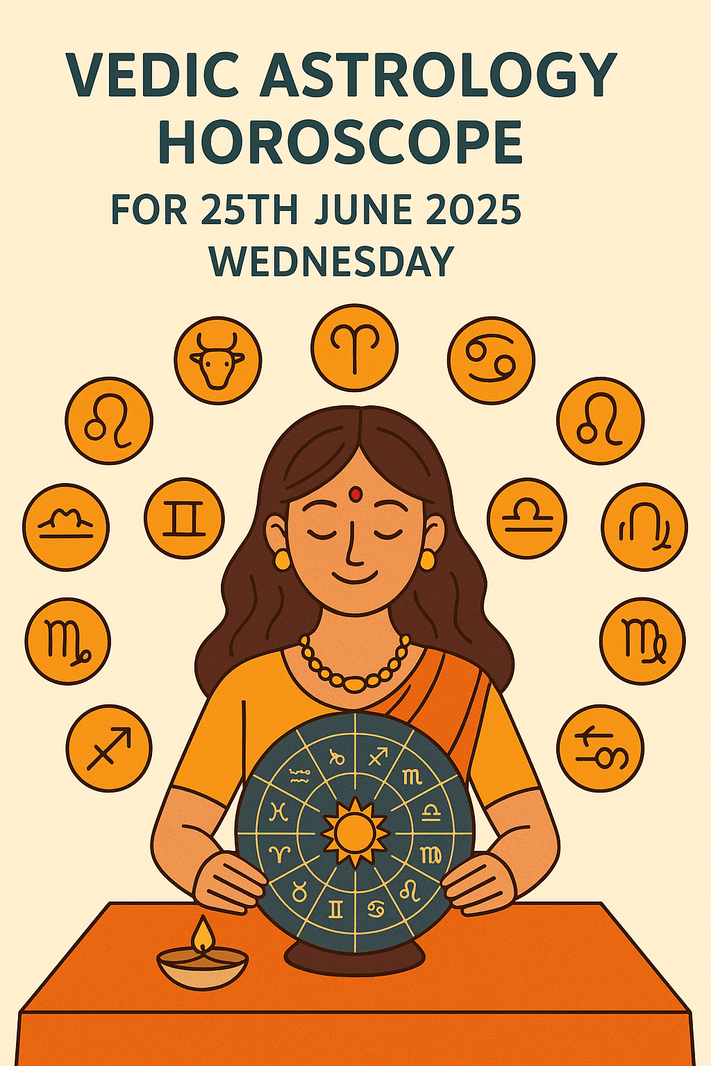 Vedic Astrology Horoscope for 25th June 2025&nbsp;(Wednesday