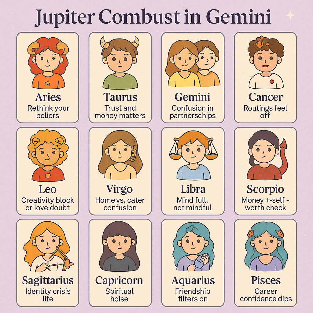 Jupiter combust in Gemini