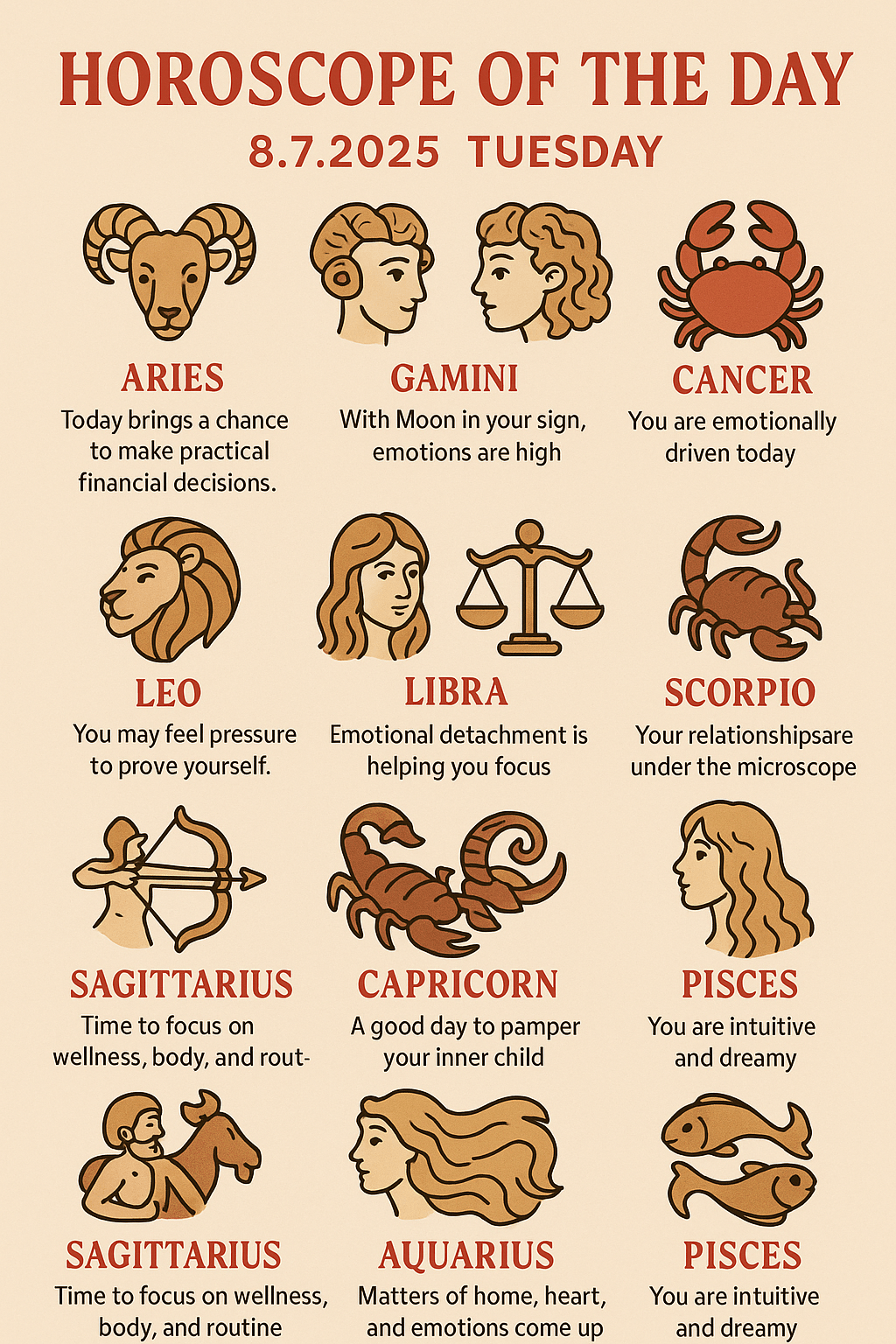 Horoscope of the day-8th&nbsp;July’2025