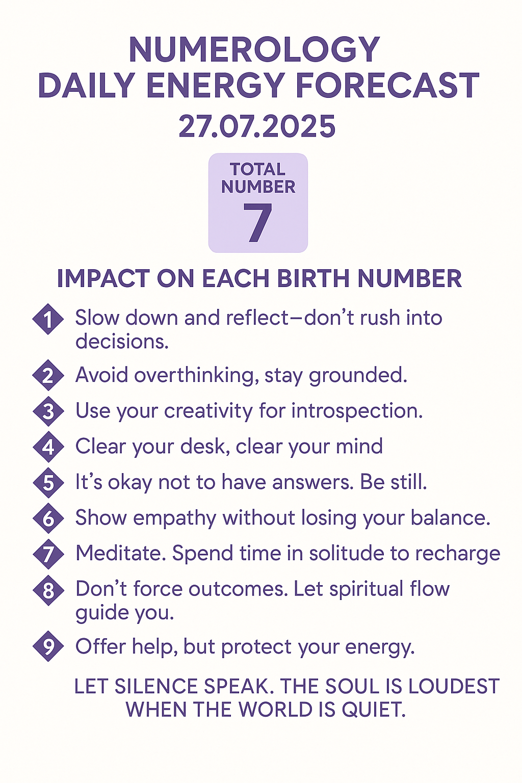 Today’s date 27th July’2025 impact on all birth numbers