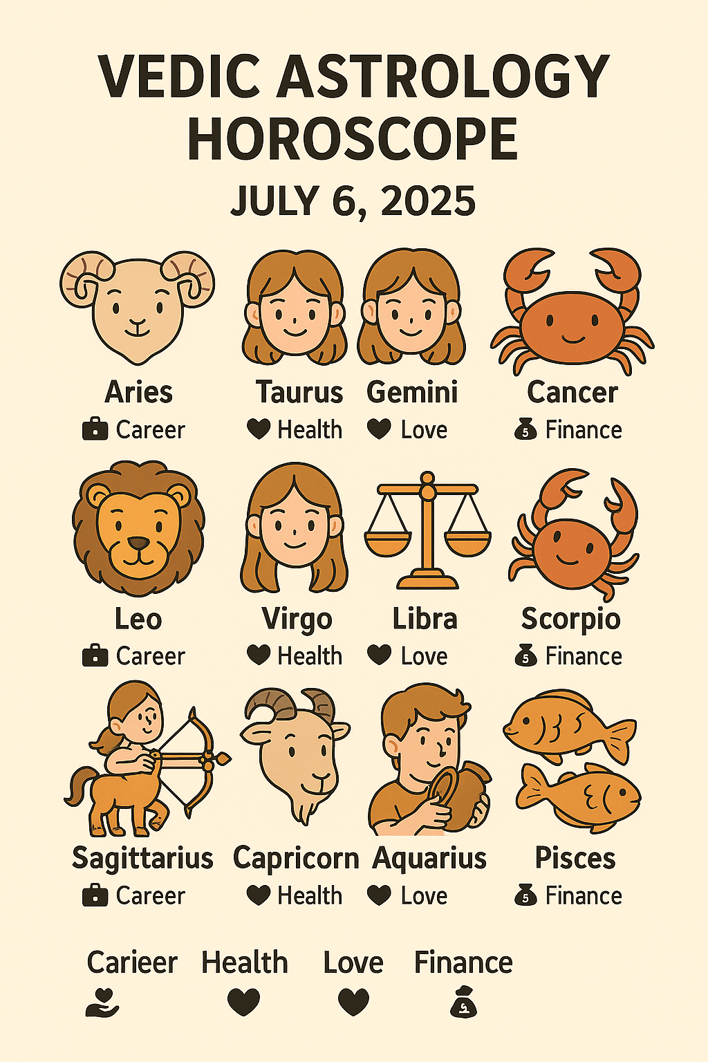 Vedic Zodiac Forecast for July 6, 2025″
