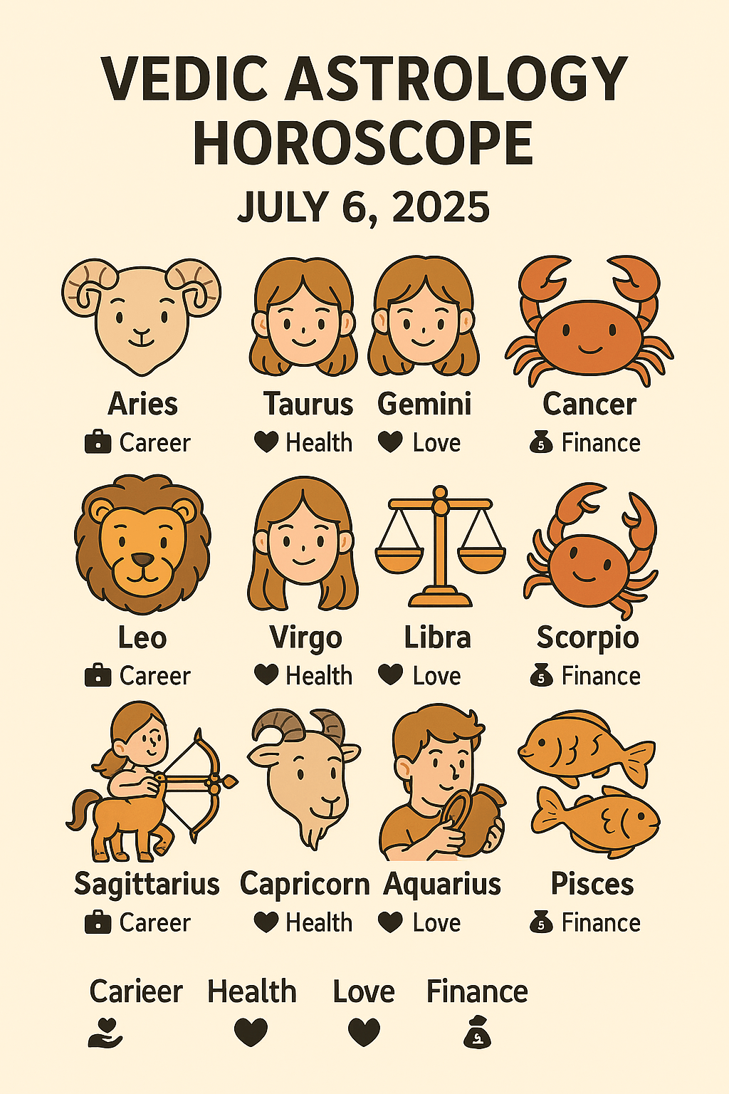 Vedic Zodiac Forecast for July 6,&nbsp;2025″