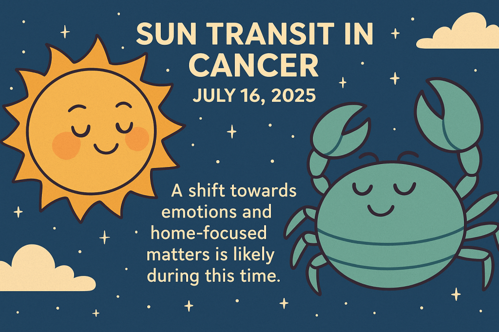 Sun transit in cancer on 16th&nbsp;July’2025