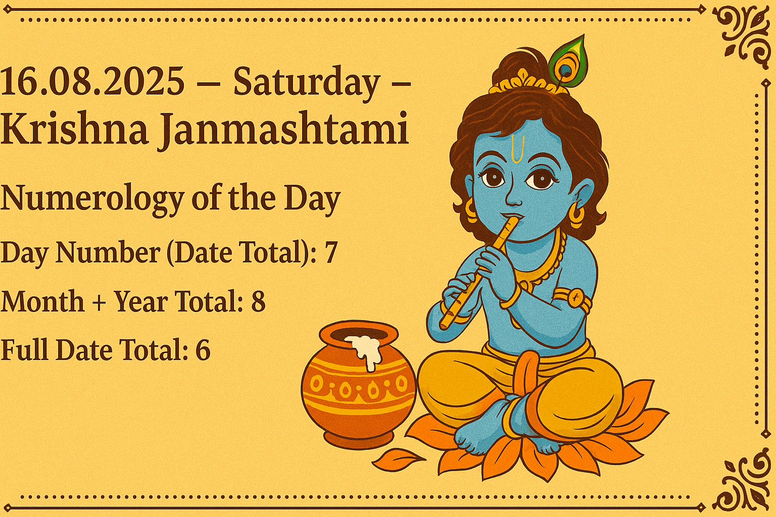 Numerlogy of the day 16.08.2025 for all birth numbers
