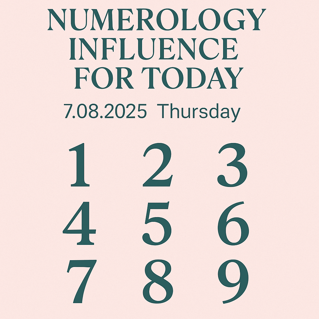 Today’s Date 7th August’2025 Thursday influence on all birth numbers