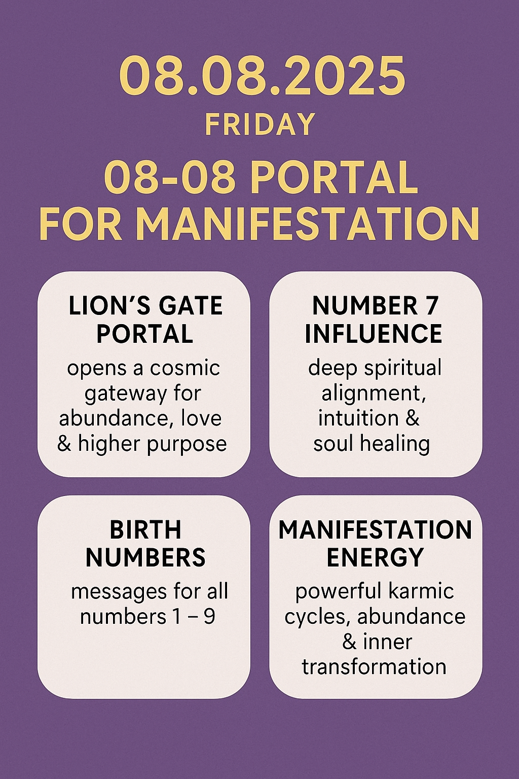 Today’s Date 08.08.2025 Lion gate portal and influence of all birth numbers.