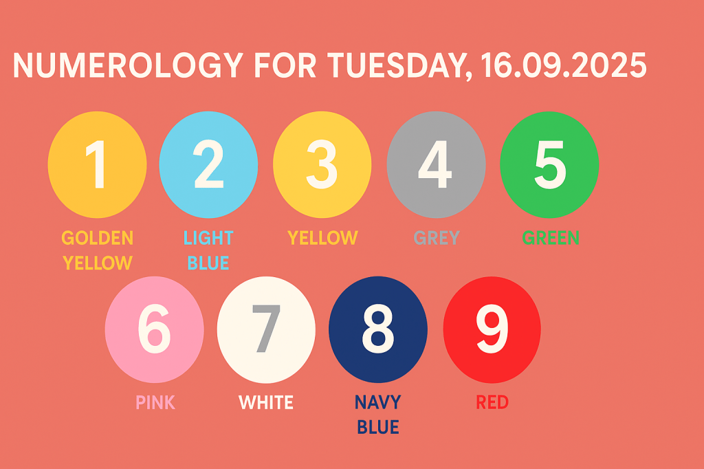 Numerology influence for Tuesday, 16.09.2025 on all birth numbers with lucky colors to&nbsp;wear: