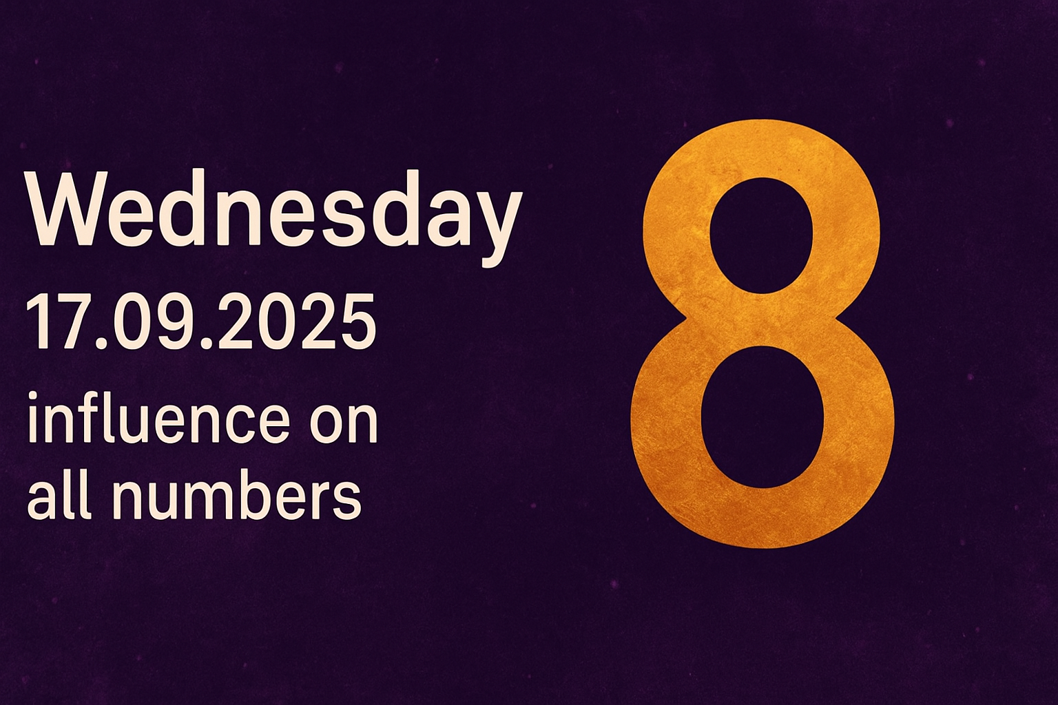 Numerology influence for Wednesday, 17.09.2025&nbsp;on all birth numbers
