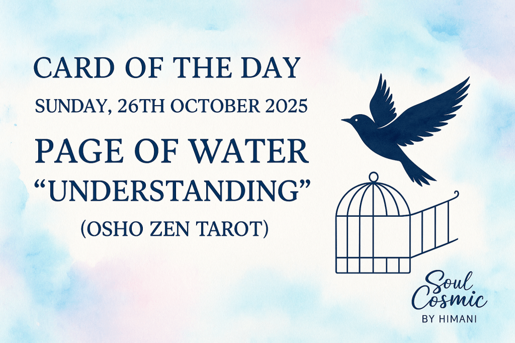 ✦ Card of the Day — Sunday, 26th October 2025 ✦Page of Water — “Understanding” (Osho Zen&nbsp;Tarot)