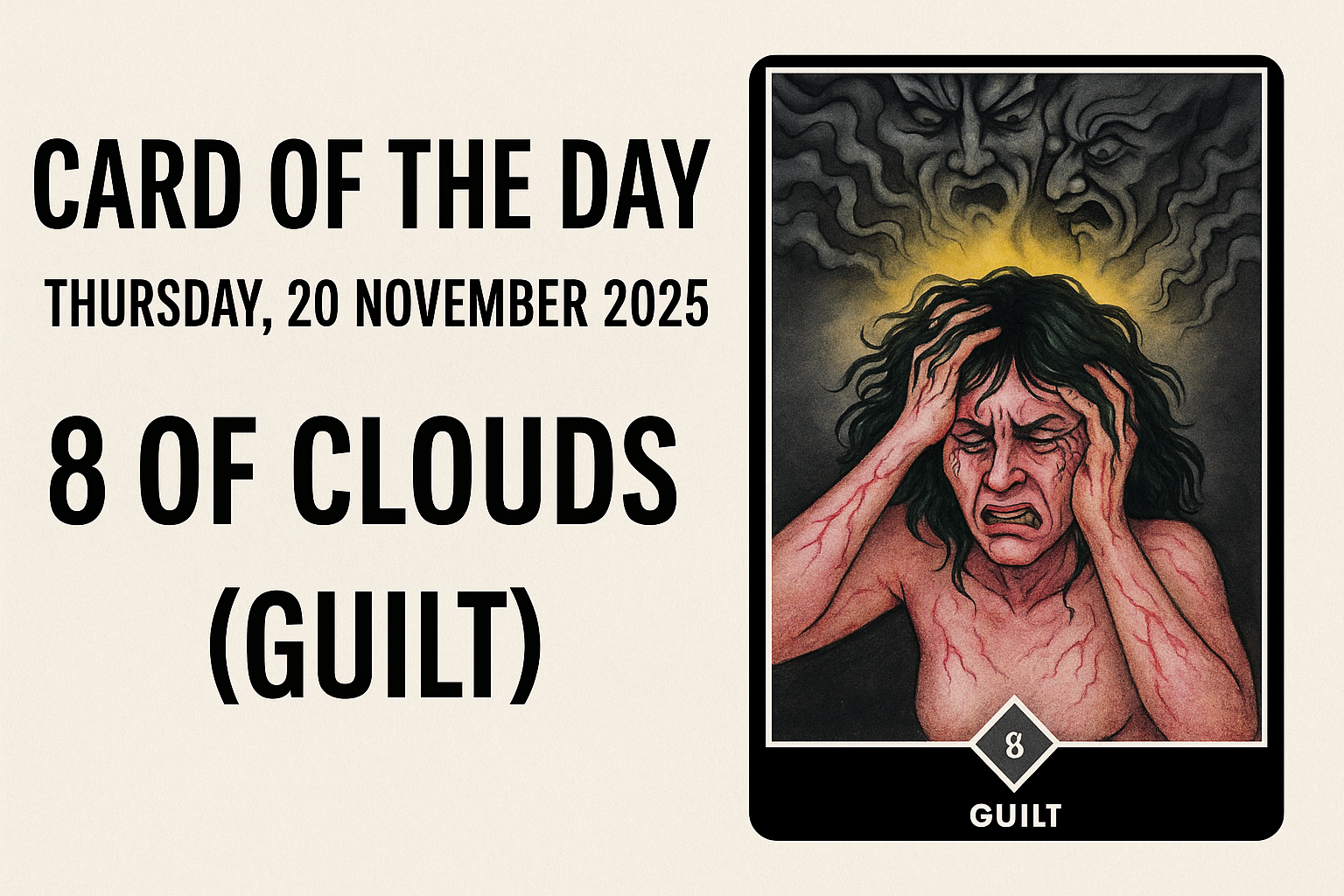 Thursday, 20 November 2025 – Card of the Day: 8 of Clouds (Guilt)