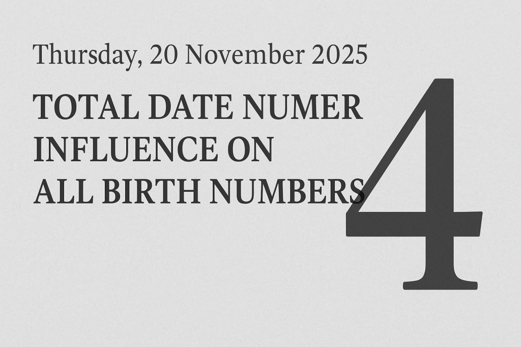 Thursday, 20 November 2025: Total Date Number Influence on All Birth&nbsp;Numbers