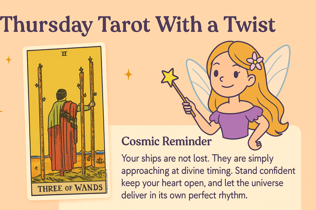 Thursday Tarot With a Twist: Three of Wands – Clarity, Confidence & Cosmic&nbsp;Momentum
