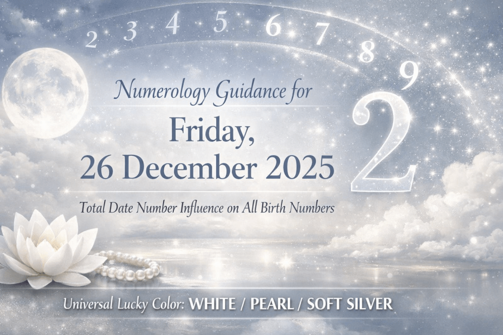 Numerology Guidance for Friday, 26 December 2025-Total Date Number Influence on All Birth&nbsp;Numbers