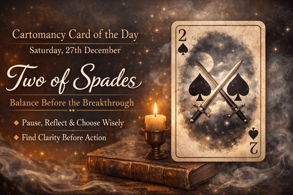 Cartomancy Card of the Day – Saturday, 27th December- Two of Spades | Balance Before the&nbsp;Breakthrough