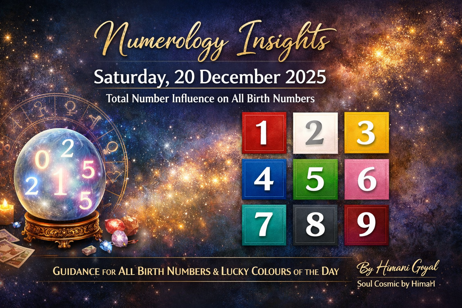 Numerology Forecast for Saturday, 20 December 2025