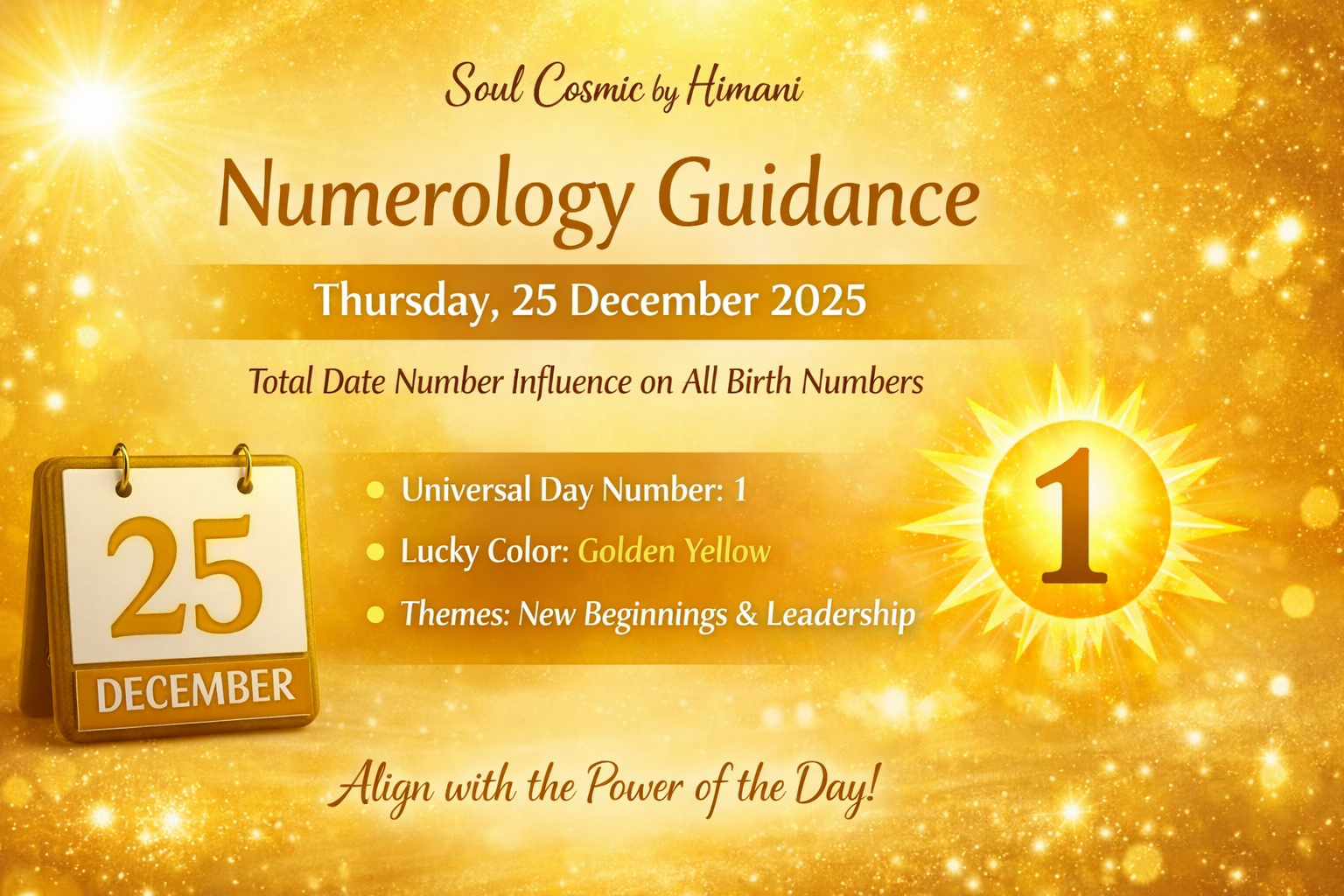 Numerology Guidance for Thursday, 25 December 2025