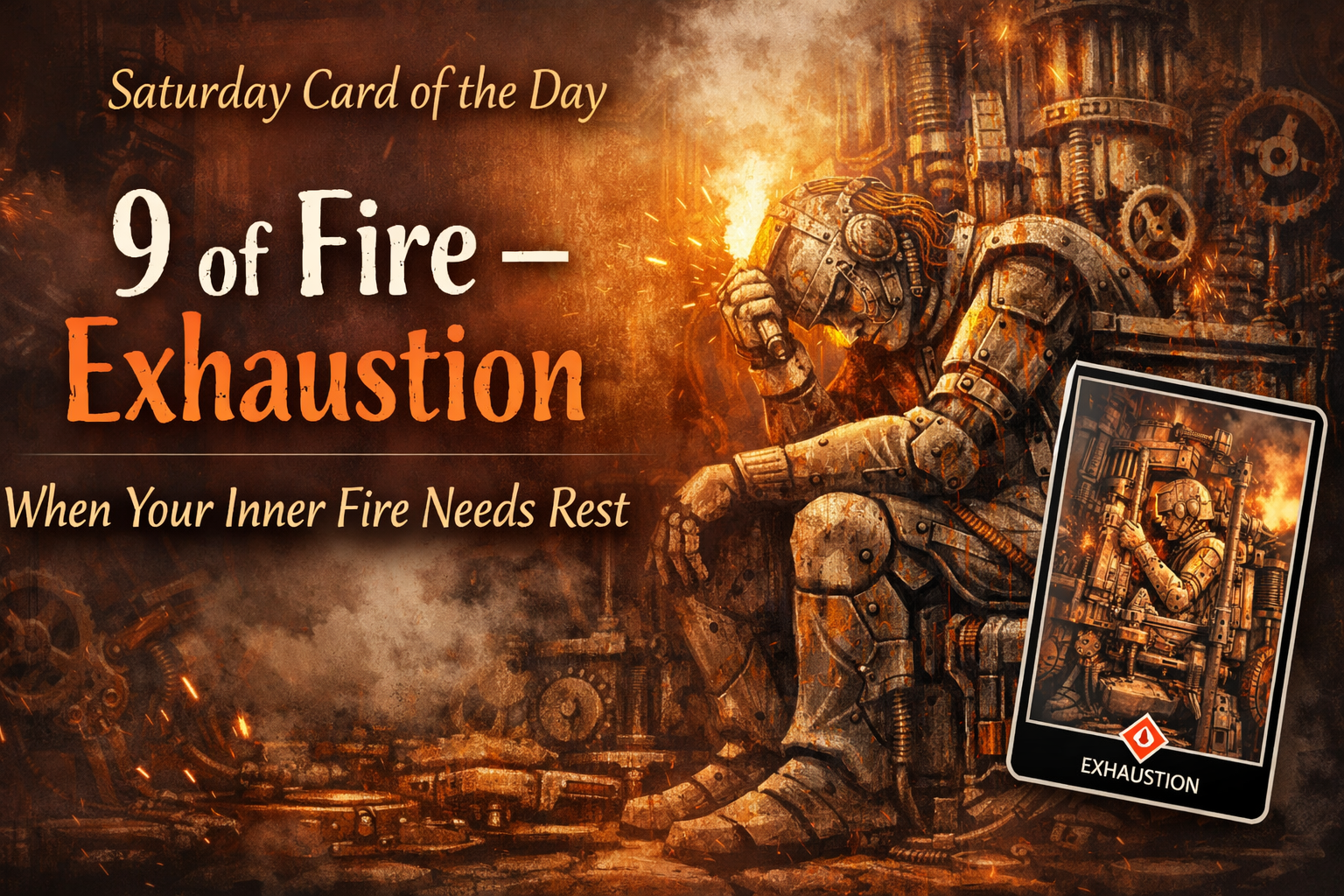 Saturday Card of the Day-Osho Zen Tarot – 9 of Fire (Exhaustion)