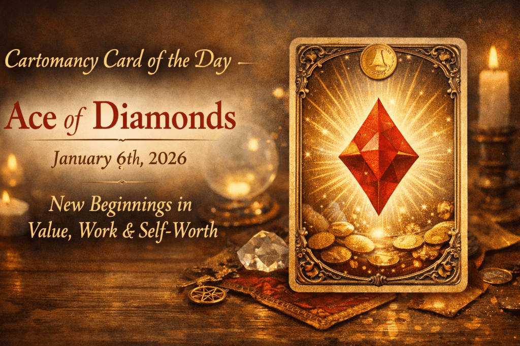 Cartomancy Card of the Day- Tuesday, 6th January 2026-Ace of Diamonds – New Beginnings in Value, Work &&nbsp;Self-Worth