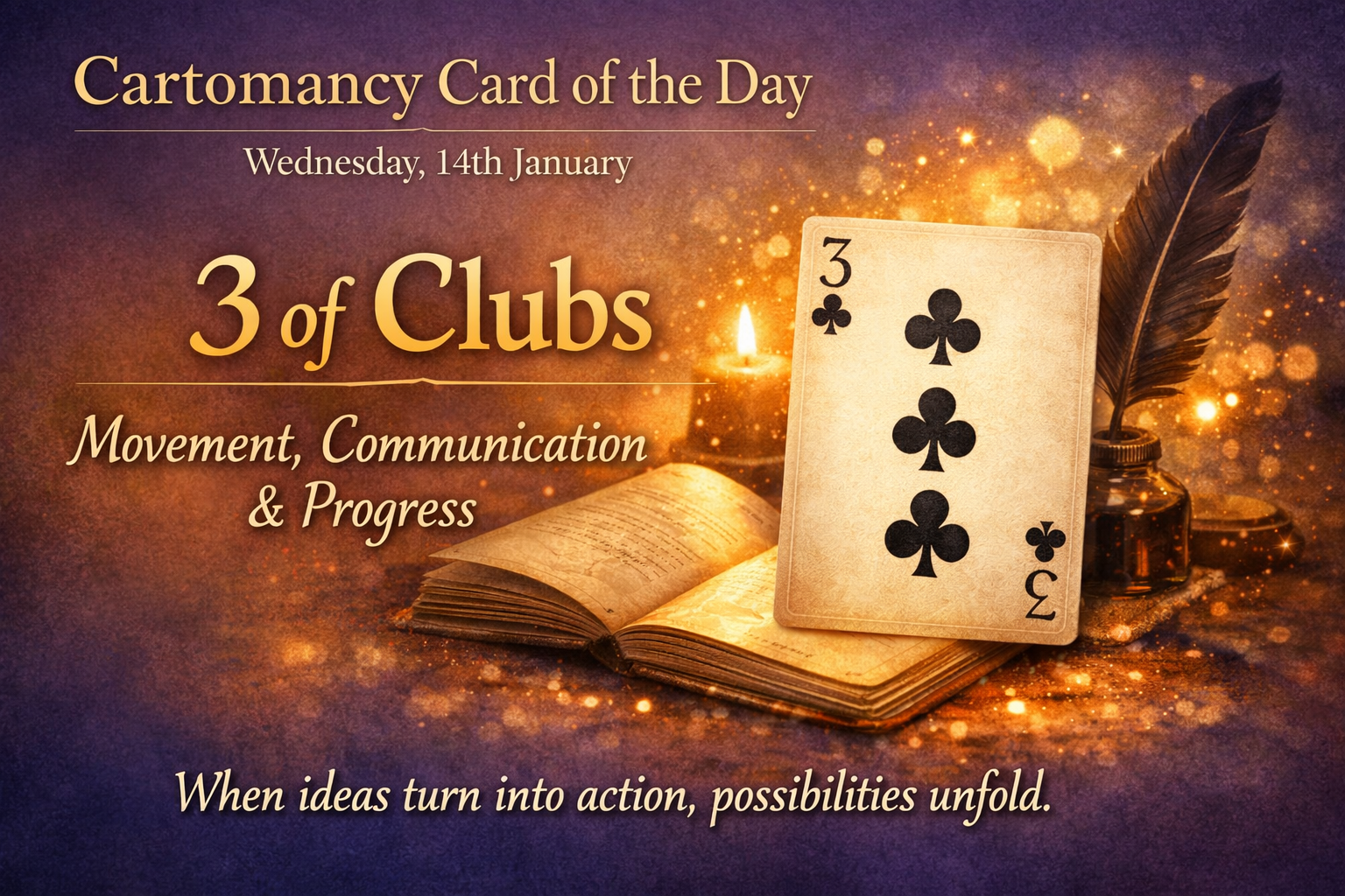 Cartomancy Card of the Day – Wednesday, 14th January3 of Clubs