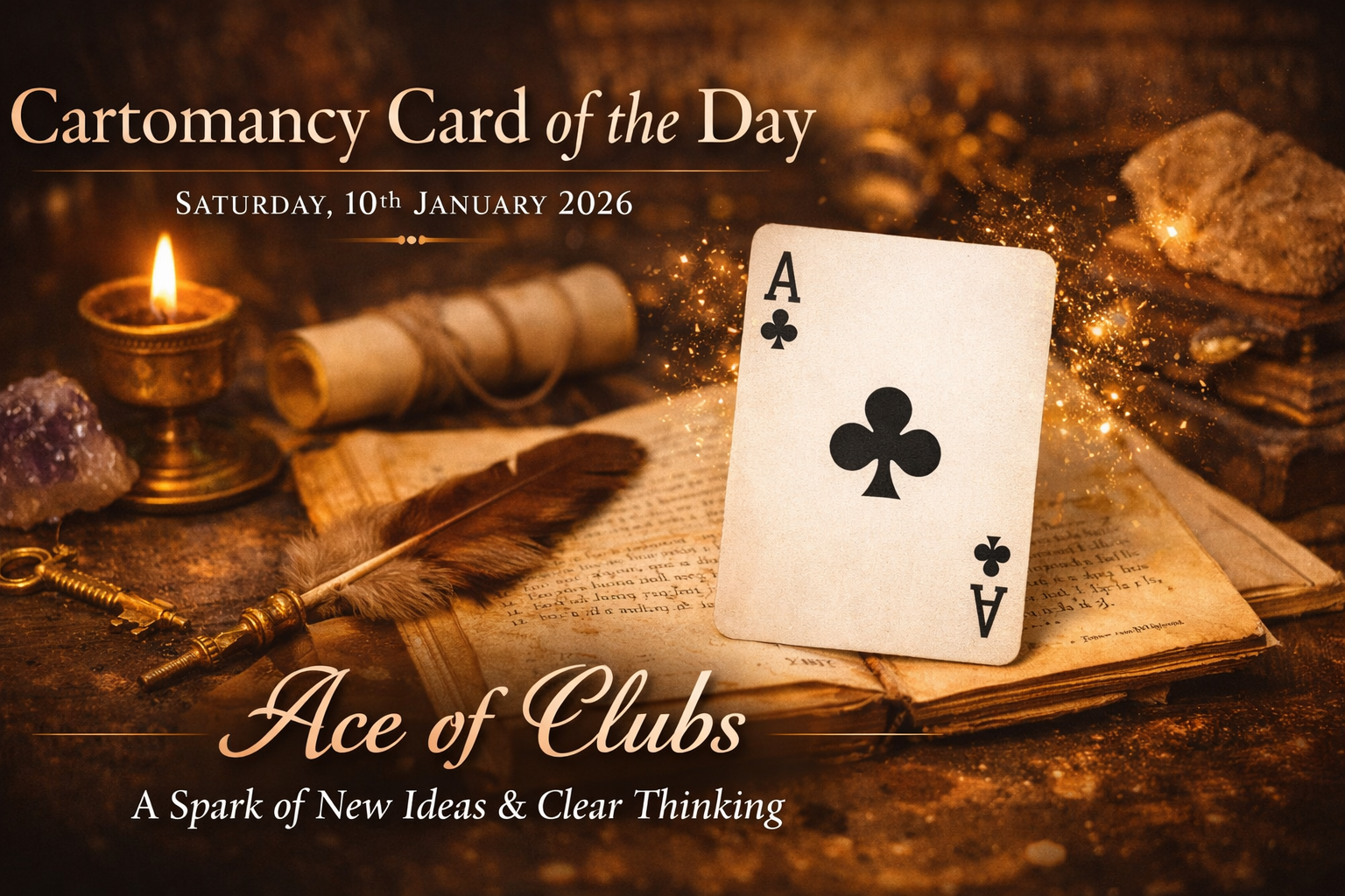 Cartomancy Card of the Day – Ace of Clubs-Saturday, 10th January 2026