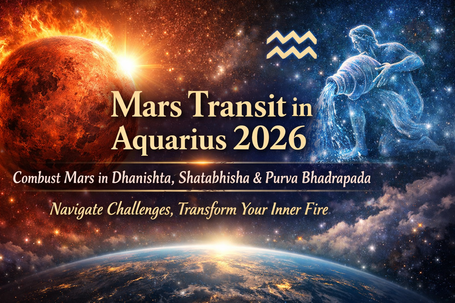 Mars Transit in Aquarius 2026: Combust Mars in Dhanishta, Shatabhisha & Purva Bhadrapada – Effects, Remedies & Zodiac Guidance