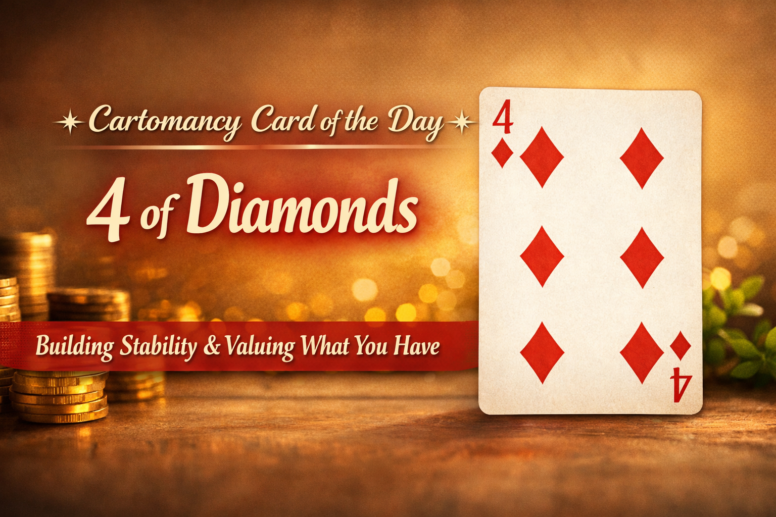 ✦ Cartomancy Card of the Day — 4 of Diamonds ✦