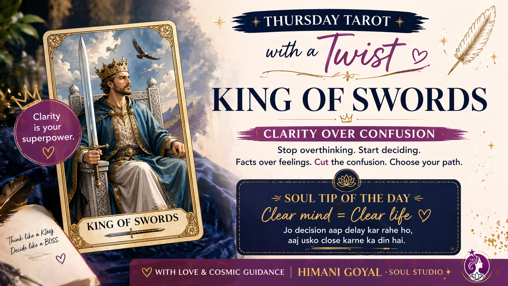 Thursday Tarot with a Twist King of Swords – Clarity Over Confusion