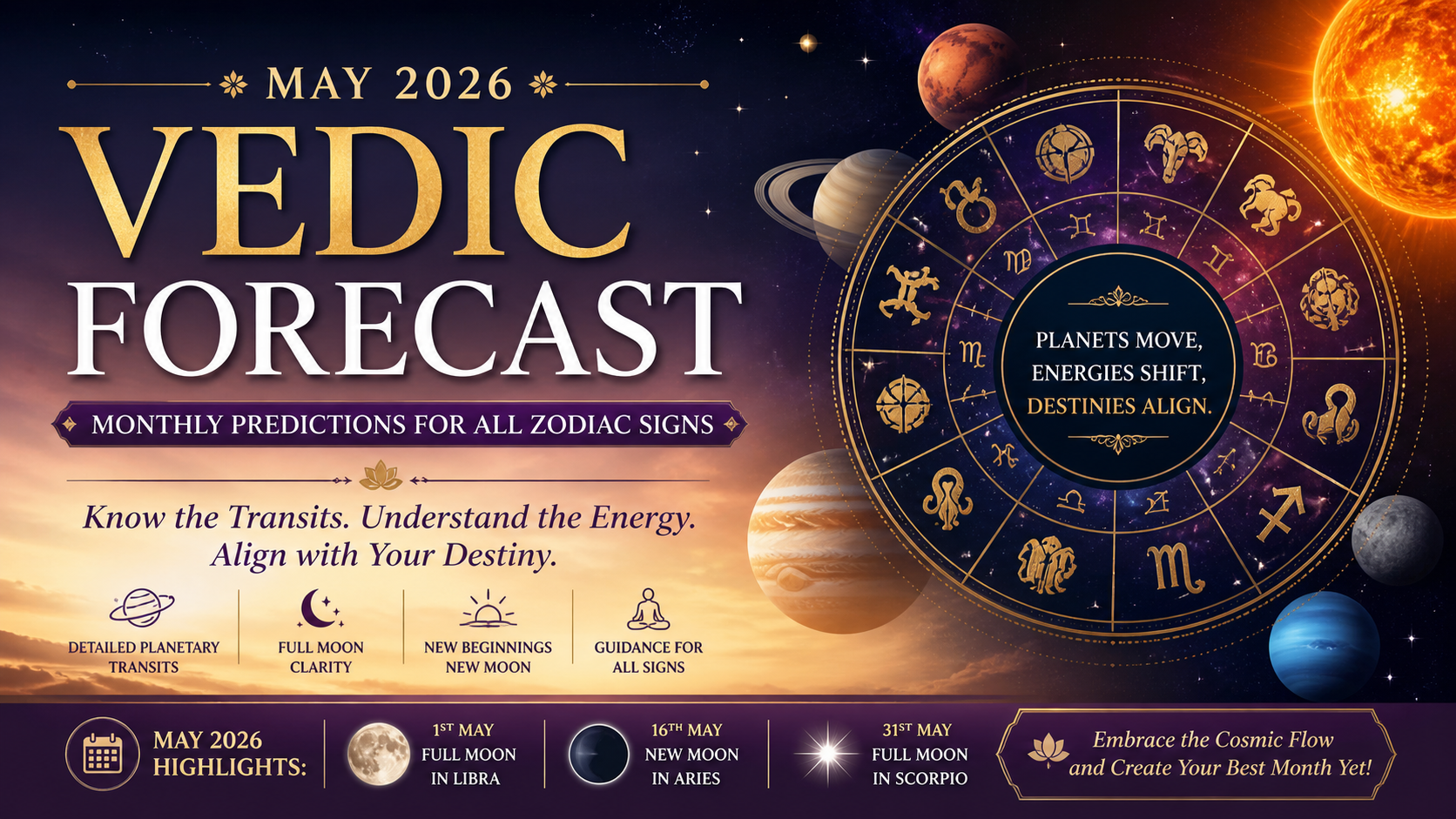 May 2026 Vedic Astrology Forecast – Planetary Transits & Zodiac Predictions