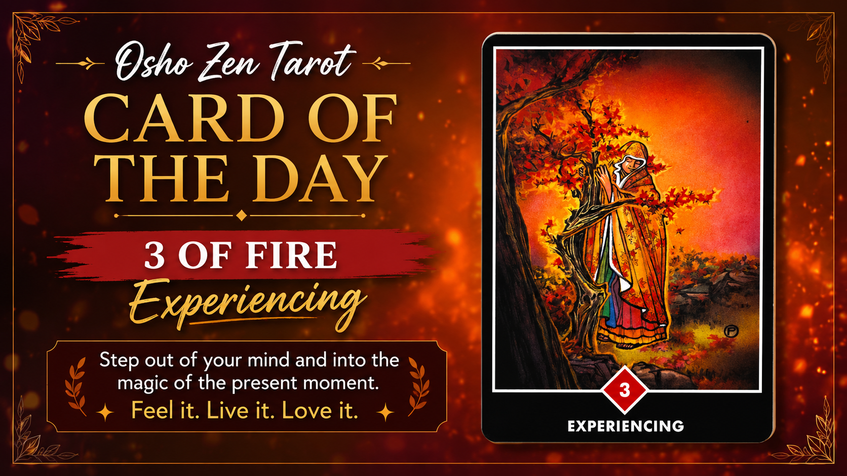 Osho Zen Tarot – Card of the Day Three of Fire – Experiencing