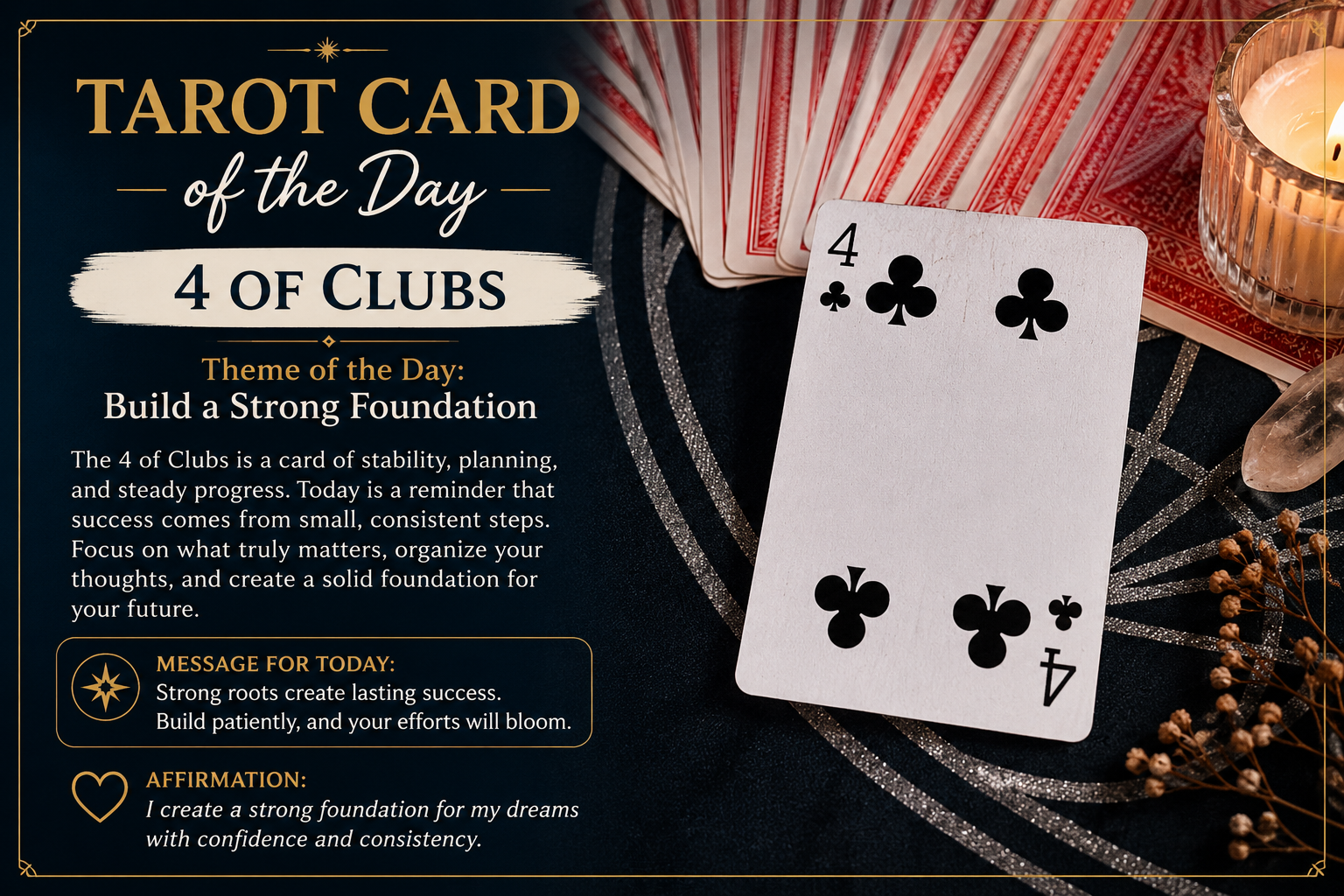 Tarot Card of the Day – 4 of Clubs (Playing Cards)