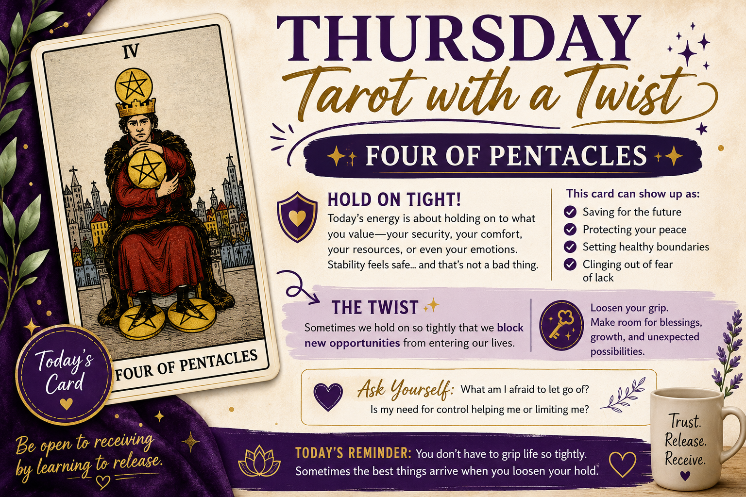 Thursday Tarot with a Twist: Four of Pentacles