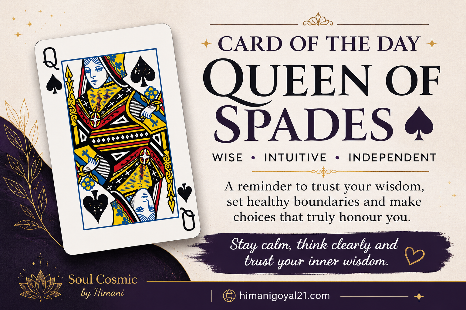 Card of the Day – Queen of Spades ♠️
