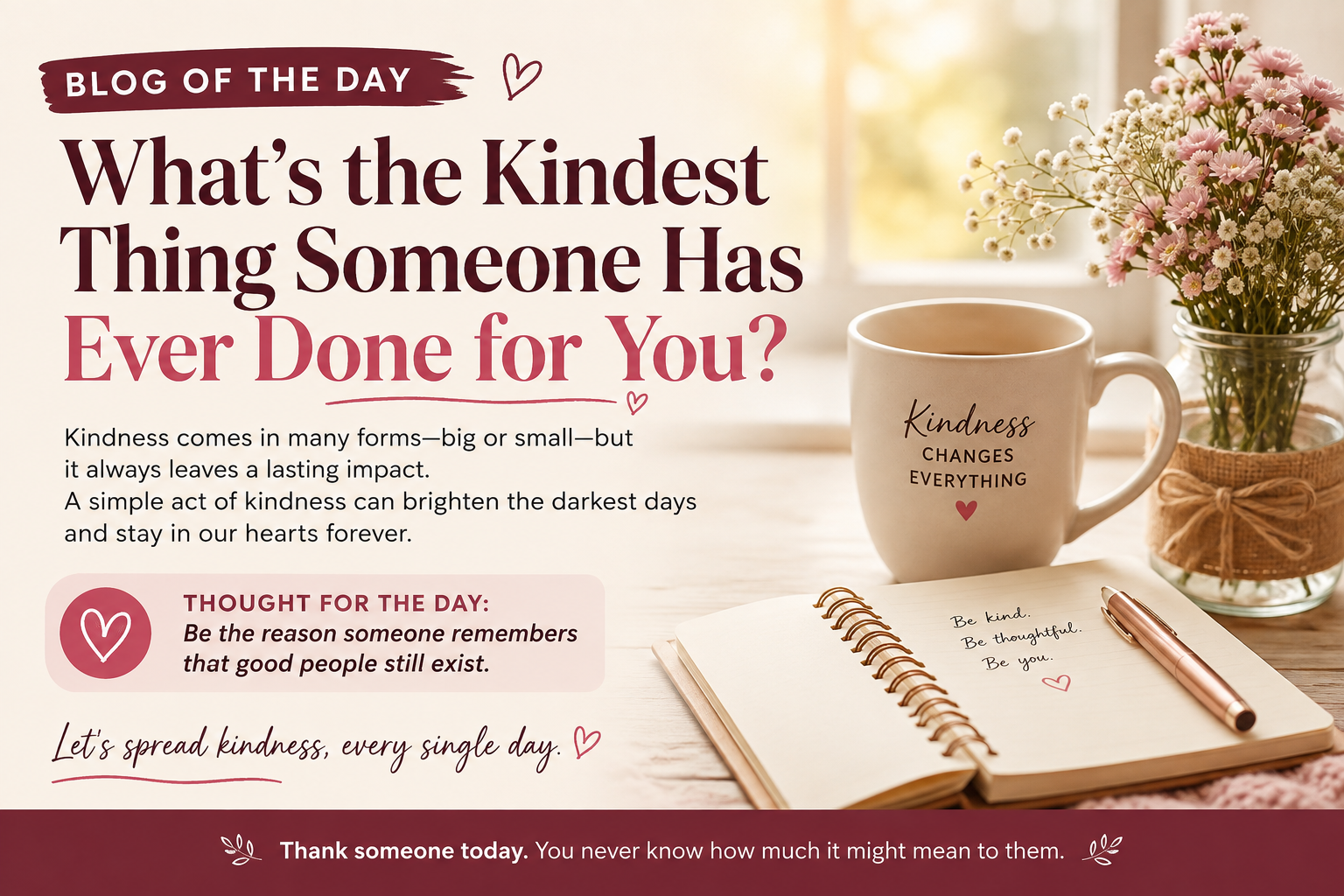 What’s the kindest thing someone has ever done for you?