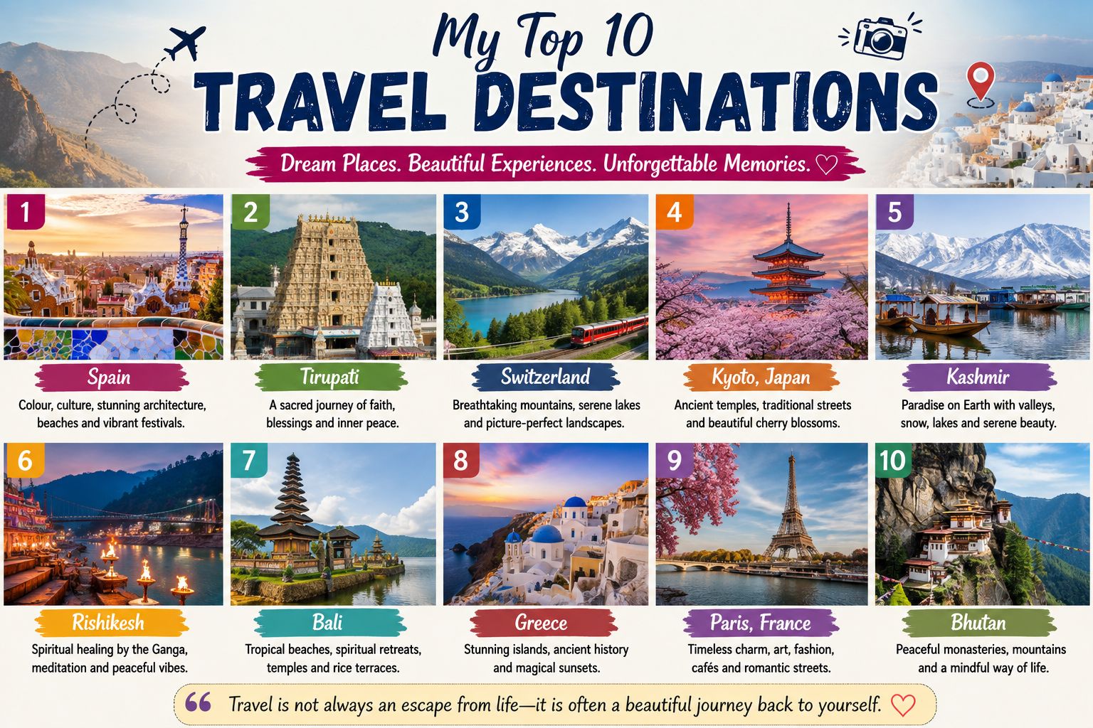 What are your top 10 travel destinations?