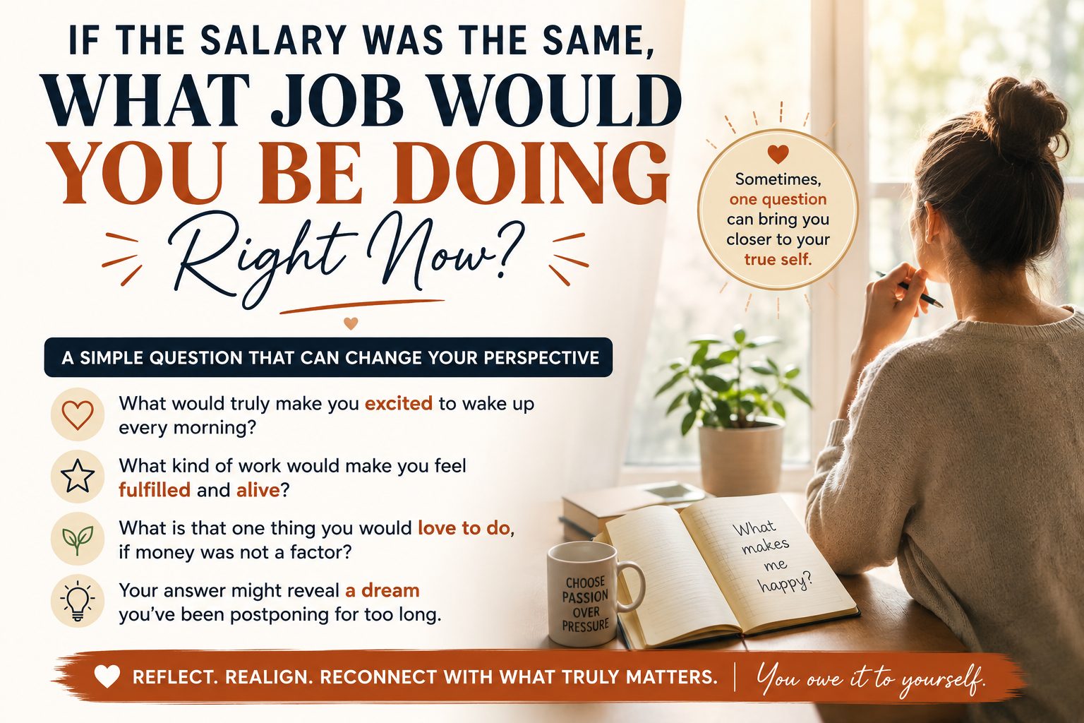 If the salary was the same, what job would you be doing right now and why?