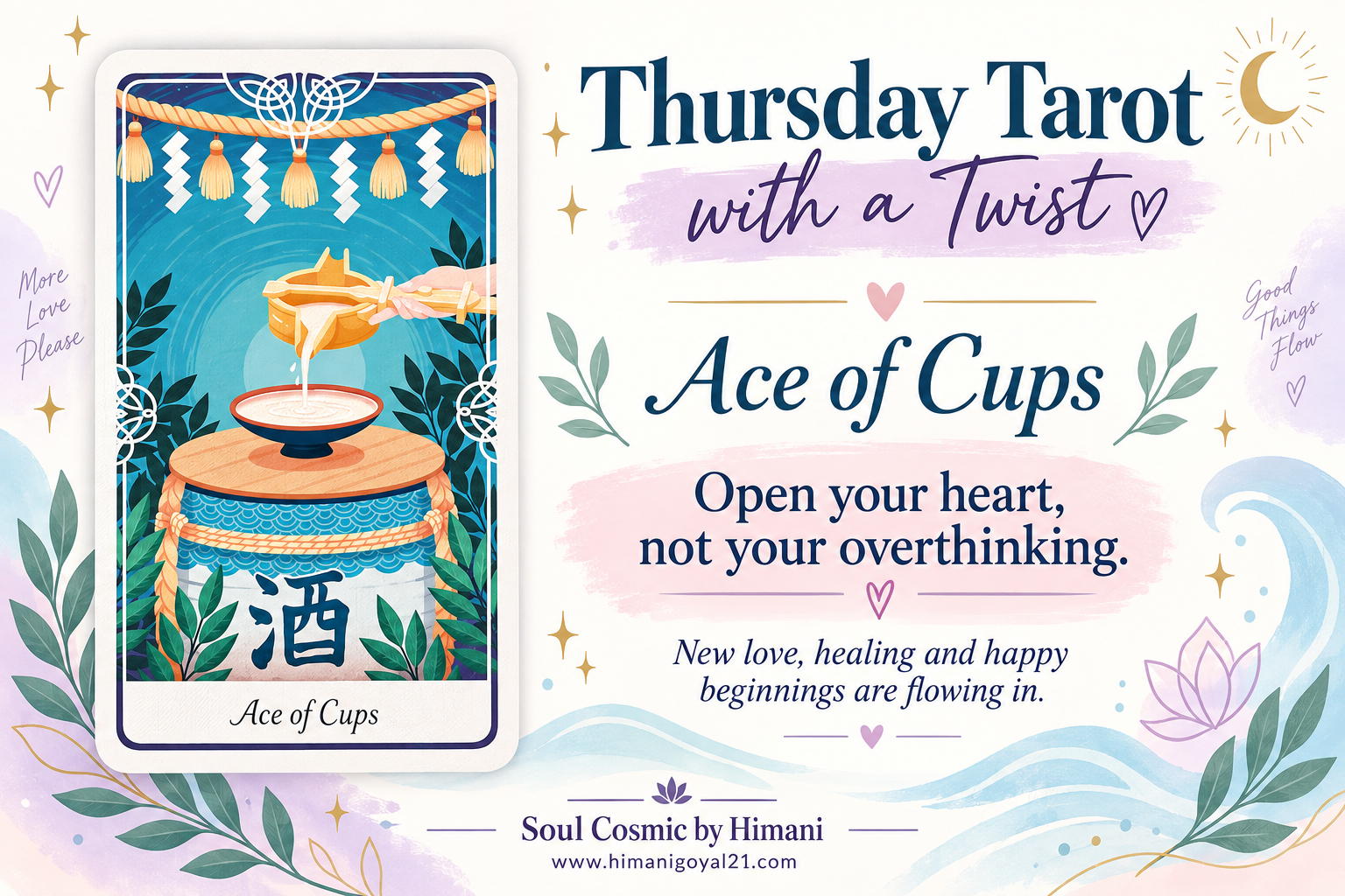 Thursday Tarot with a Twist: Ace of Cups — Open Your Heart, Not Your Overthinking! 💖🥂