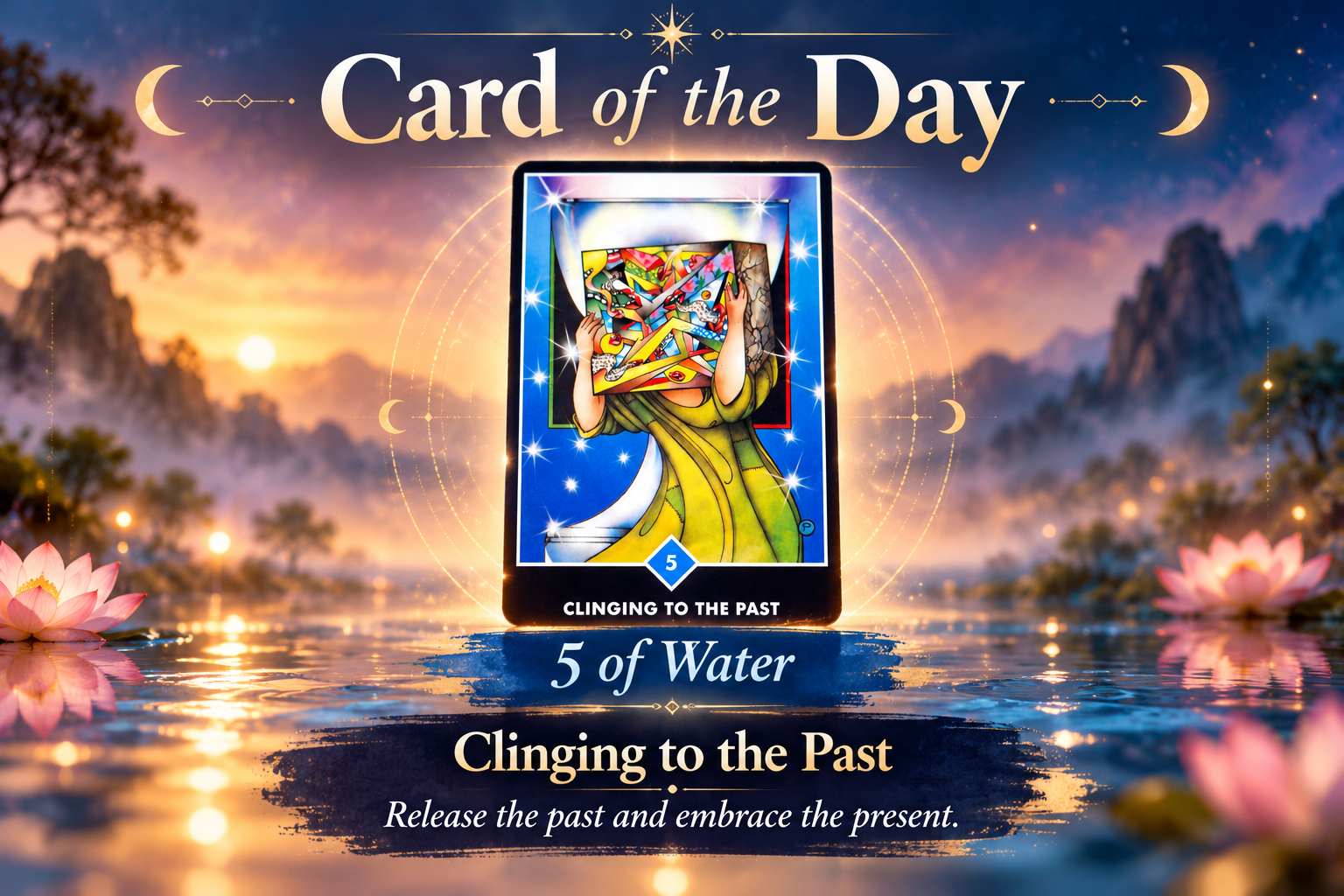 🌊 Card of the Day: 5 of Water – Clinging to the Past